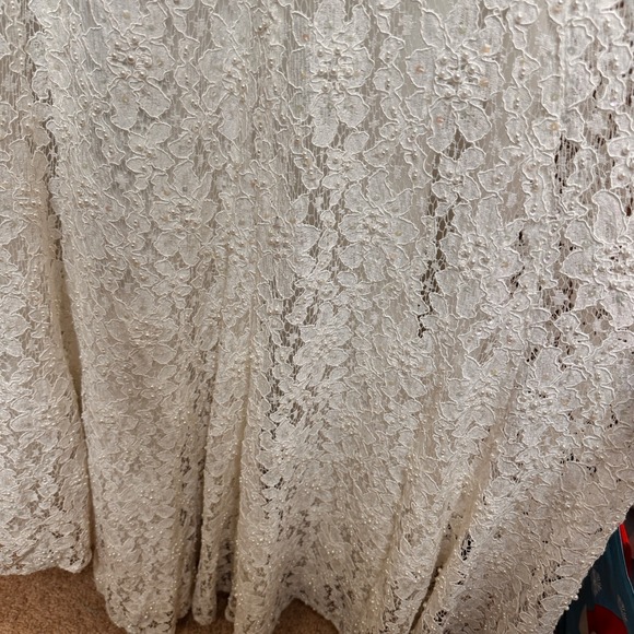 Galina Strapless Ivory Lace Beaded Relaxed Wedding Dress Sz 4 Formal Bridal Gown - Picture 10 of 16